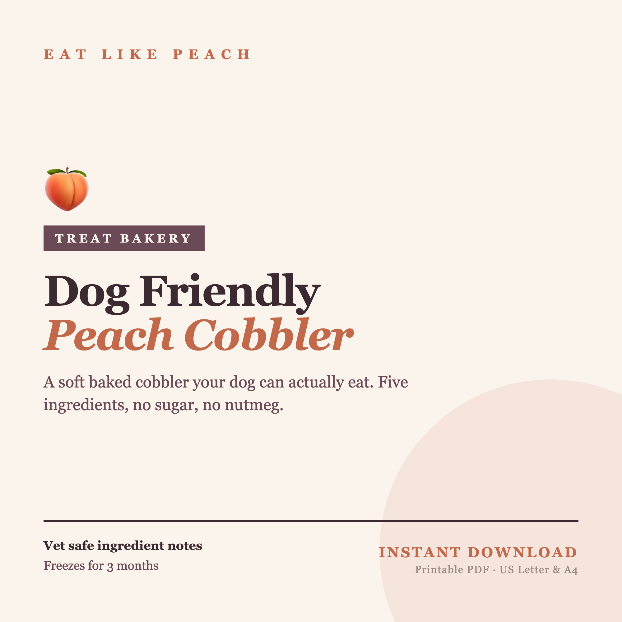 Dog friendly peach cobbler cover
